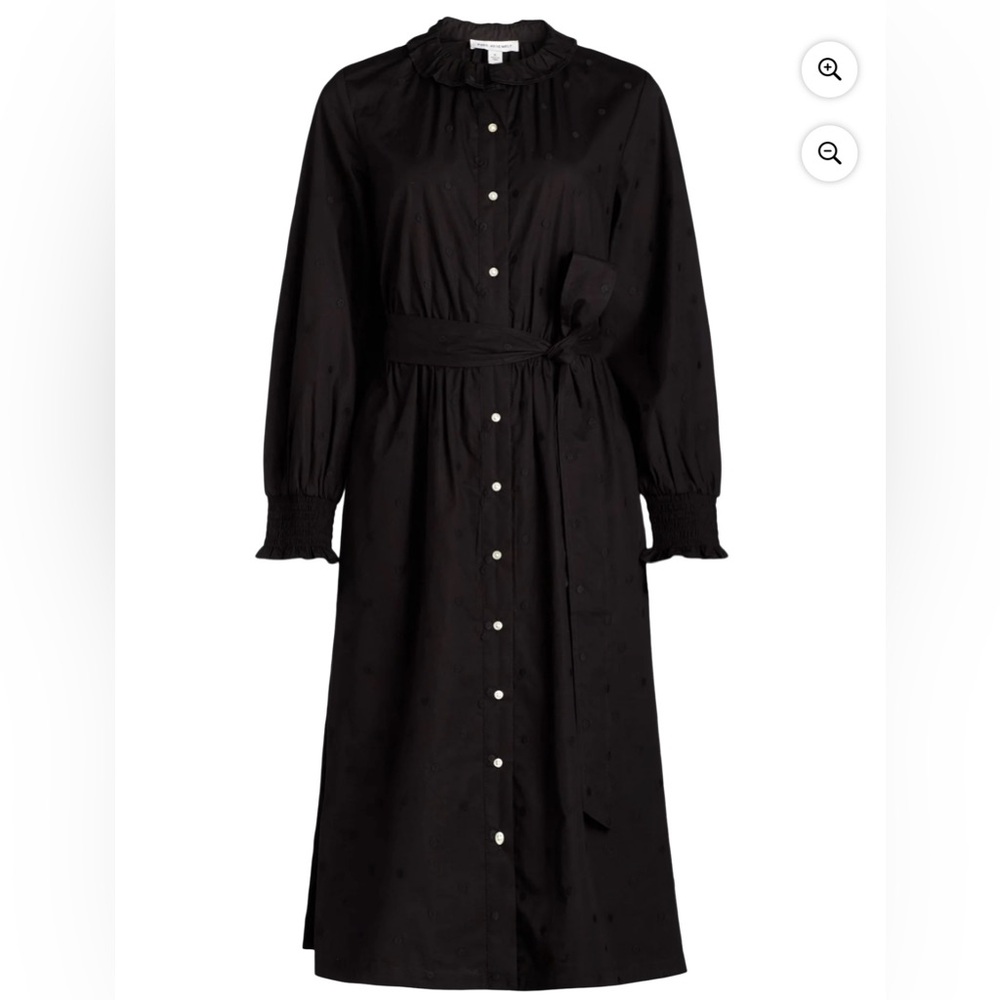 Free Assembly Women's Ruffle Neck Cotton Embroidered Midi Dress